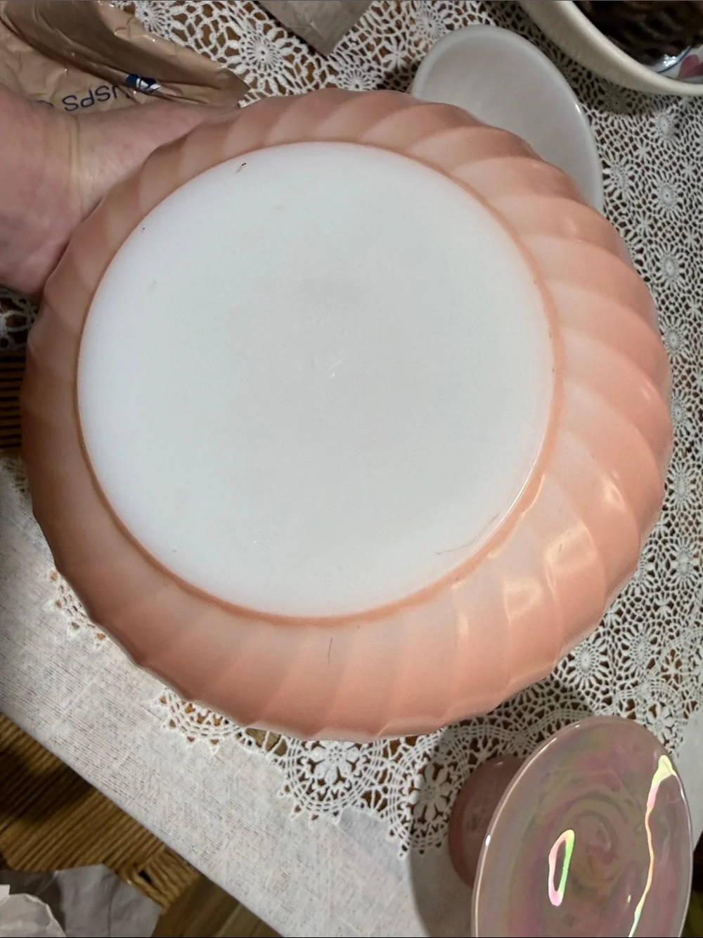 Vintage Fire King Rainbow swirl mixing bowl set of 2